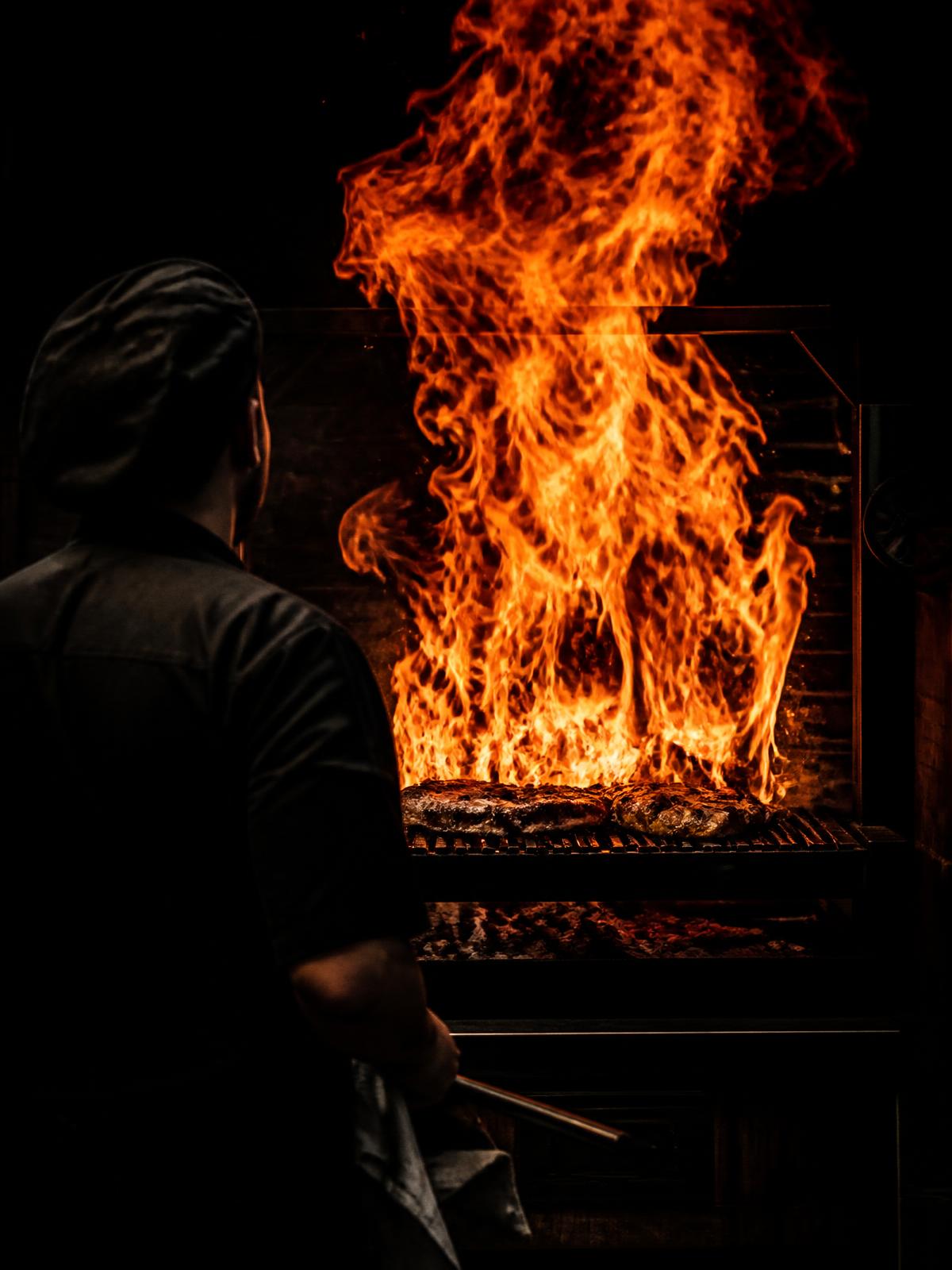 Open flame grill